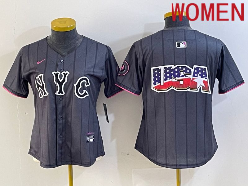 Women New York Mets Blank Black City Edition 2024 Nike MLB Jersey style 3